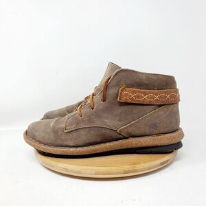 Born Cele Boots Womens 8 Taupe Suede Bootie Boho Ankle Lace Up Chukka Shoes